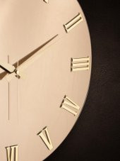 Galaxy Premium Serisi Aynalı 50 CM Sessiz Akar Roma Rakamlı Duvar Saati Bronz thumbnail 3