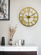 Galaxy DM30-AK Serisi Roma Rakamlı Metal Duvar Saati Gold 30 CM - 3