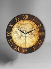 Galaxy Exclucive Bombeli Cam Serisi Dünya Haritalı Sessiz Akar Duvar Saati 30 cm thumbnail 1