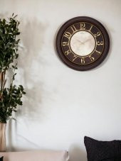 Galaxy Premium Eskitme Kabartma Kadranlı 50 cm Duvar Saati Kahve - 3
