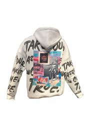 BLUES MODA 100 PAMUK UNİSEX OWERSIZE BASKILI KAPÜŞONLU TREND SWEATSHIRT - 1