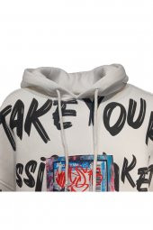 BLUES MODA 100 PAMUK UNİSEX OWERSIZE BASKILI KAPÜŞONLU TREND SWEATSHIRT - 3