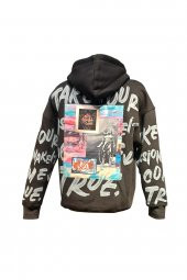 BLUES MODA 100 PAMUK UNİSEX OWERSIZE BASKILI KAPÜŞONLU TREND SWEATSHIRT - 6