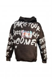 BLUES MODA 100 PAMUK UNİSEX OWERSIZE BASKILI KAPÜŞONLU TREND SWEATSHIRT - 7