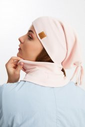 Pudra 3'ü BİR ARADA Balıkçı  Style Bere +İpli  Bere + Boyunluk Hafif, %100 Pamuklu Kışlık Set thumbnail 3