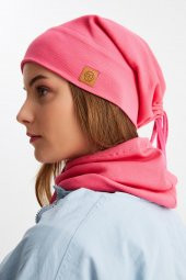 Pembe 3'ü BİR ARADA Balıkçı  Style Bere +İpli  Bere + Boyunluk Hafif, %100 Pamuklu Kışlık Set - 2