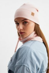 Pudra 3'ü BİR ARADA Balıkçı  Style Bere +İpli  Bere + Boyunluk Hafif, %100 Pamuklu Kışlık Set thumbnail 7