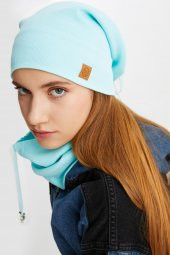 Aqua 3'ü BİR ARADA Balıkçı  Style Bere +İpli  Bere + Boyunluk Hafif, %100 Pamuklu Kışlık Set - 6