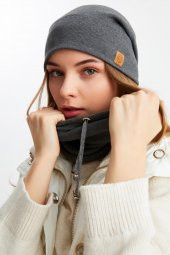 Füme 3'ü BİR ARADA Balıkçı  Style Bere +İpli  Bere + Boyunluk Hafif, %100 Pamuklu Kışlık Set - 3