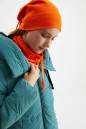 Turuncu 3'ü BİR ARADA Balıkçı  Style Bere +İpli  Bere + Boyunluk Hafif, %100 Pamuklu Kışlık Set - 3