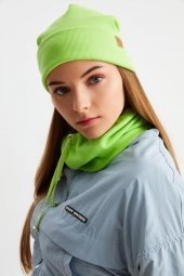 Fıstık Yeşili 3'ü BİR ARADA Balıkçı  Style Bere +İpli  Bere + Boyunluk Hafif, %100 Pamuklu Kışlık Set - 8