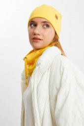 Sarı Kadın Balıkçı Style Pamuklu Kaşkorse, Terletmez, Ultra Hafif, Yumuşak Bere Boyunluk Takım - 7