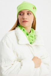 Fıstık Yeşili Kadın Balıkçı Style Pamuklu Kaşkorse, Terletmez, Ultra Hafif, Yumuşak Bere Boyunluk Takım - 5