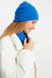 Mavi Kadın Balıkçı Style Pamuklu Kaşkorse, Terletmez, Ultra Hafif, Yumuşak Bere Boyunluk Takım thumbnail 8