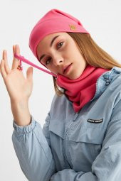 Pembe Kadın Pamuklu Kaşkorse, Terletmez, Ultra Hafif ve Yumuşak Bere Boyunluk Takım - 4