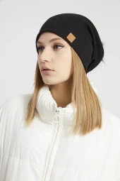 Kadın Genç Kız, Elit siyah kürk ponpon detaylı  Şapka Bere -Spor, Rahat, pamuklu, TERMAL kumaş thumbnail 5