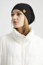 Kadın Genç Kız, Elit siyah kürk ponpon detaylı  Şapka Bere -Spor, Rahat, pamuklu, TERMAL kumaş thumbnail 7