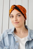 Turuncu Siyah Bandana Saç Bandı Ekstra Yumuşak Esnek Doğal Pamuklu Penye - 1