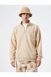 4WAM70126MK Koton Erkek Sweat BEJ - 3