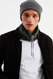Füme Erkek Balıkçı Style Pamuklu Kaşkorse, Terletmez, Ultra Hafif, Yumuşak Bere Boyunluk Takım - 3
