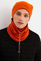 Kiremit Erkek Pamuklu Kaşkorse, Terletmez, Ultra Hafif ve Yumuşak İpli Bere Boyunluk Takım - 2