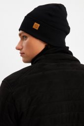 Siyah Erkek Balıkçı Style Pamuklu Kaşkorse, Terletmez, Ultra Hafif, Yumuşak Bere Boyunluk Takım - 5