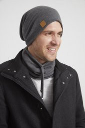 Füme Erkek Genç Businessman Füme ip detaylı Şapka Bere Boyunluk Takım Spor, Rahat, %100 pamuklu kaşkorse - 5