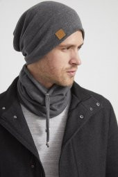 Füme Erkek Genç Businessman Füme ip detaylı Şapka Bere Boyunluk Takım Spor, Rahat, %100 pamuklu kaşkorse - 8