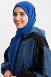 Gece Mavi Kadın Tesettür Hijap Hazır Multi Şifon Ipeksi Şal- Rahat, Yumuşak, Ekstra Hafif - 4
