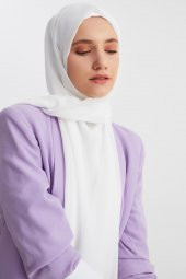 Beyaz Kadın Tesettür Hijap Hazır Multi Şifon İpeksi Şal- Rahat, Yumuşak, Ekstra Hafif - 4