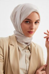 Bej Kadın Tesettür Hijap Hazır Multi Şifon İpeksi Şal- Rahat, Yumuşak, Ekstra Hafif - 4