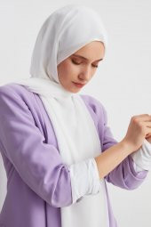 Beyaz Kadın Tesettür Hijap Hazır Multi Şifon İpeksi Şal- Rahat, Yumuşak, Ekstra Hafif - 5