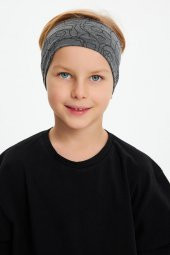 Füme Desenli-Siyah Erkek Çocuk %100 Pamuklu Penye Oversize Kamuflaj T-Shirt Yumuşak Bandana İKİLİ TAKIM  Trend Seri 2 - 1