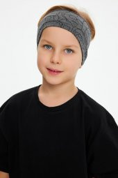 Füme Desenli-Siyah Erkek Çocuk %100 Pamuklu Penye Oversize Kamuflaj T-Shirt Yumuşak Bandana İKİLİ TAKIM  Trend Seri 2 - 5
