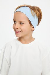 Bebe Mavi-Beyaz Erkek Çocuk %100 Pamuklu Penye Oversize Beyaz T-Shirt Yumuşak Mavi Bandana 2'Lİ TAKIM  Trend Seri3 - 2