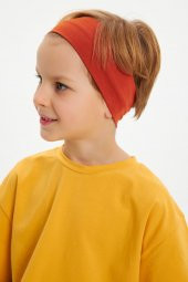 Kiremit-Hardal Erkek Çocuk %100 Pamuklu Penye Oversize Gri T-Shirt Yumuşak Lacivert Bandana 2'Lİ TAKIM  Trend Seri3 - 2
