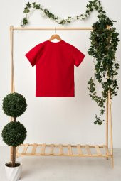 Kırmızı-Beyaz Erkek Çocuk %100 Pamuklu Penye Oversize Kırmızı T-Shirt Yumuşak Beyaz Bandana 2'Lİ TAKIM  TrendSeri1 - 8