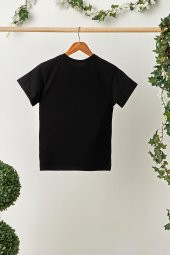 Siyah Desenli-Siyah Erkek Çocuk %100 Pamuklu Penye Oversize Kamuflaj T-Shirt Yumuşak Bandana İKİLİ TAKIM  Trend Seri 2 - 8