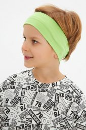 Yeşil Beyaz Desenli Erkek Çocuk %100 Pamuklu Penye Oversize Beyaz Desenli T-Shirt Yumuşak Yeşil Bandana 2'Lİ TAKIM Seri5 - 2