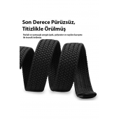 PRSBelt Elastik Örgü Kemer Kadın Erkek 35 mm Keten Kanvas Jeans Kot Pantolon Kemeri Uniseks Kemer - 6