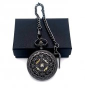 Valkyrie Vintage Kutulu Köstekli Kurmalı Mekanik Chrome İskelet Saat - Hediyelik Cep Saati - Retro - 3