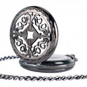 Valkyrie Vintage Kutulu Köstekli Kurmalı Mekanik Chrome İskelet Saat - Hediyelik Cep Saati - Retro - 6
