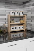 Tezgah Üstü Çok Amaçlı Baharatlık 3 Raflı Mutfak Rafı 40x10 cm Atlantik Çam - 2