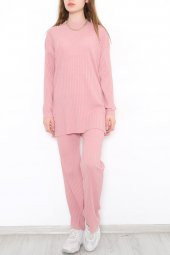 Kadın Uzun Kol Fitilli Alt-üst Takım Pembe  -16267 - 4
