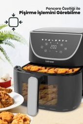 Gustofry 1700w Xl Dokunmatik 8 Ön Ayarlı Cam Kapaklı Hazne Aydınlatmalı Airfryer Sıcak Hava Fritözü - 2