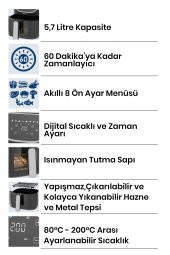Gustofry 1700w Xl Dokunmatik 8 Ön Ayarlı Cam Kapaklı Hazne Aydınlatmalı Airfryer Sıcak Hava Fritözü - 4