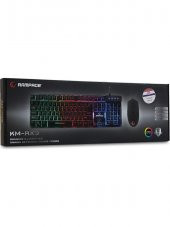 Rampage KM-RX9 Siyah USB Gökkuşağı Zemin Aydınlatmalı Croatian Layout Oyuncu Klavye Mouse Set - 1
