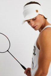 Beyaz Erkek UV Koruyuculu Pamuklu Penye Tenis Golf Stil Vizör Şapka Siperlik-Terletmez - 3