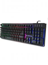 Rampage KM-RX9 Siyah USB Gökkuşağı Zemin Aydınlatmalı Croatian Layout Oyuncu Klavye Mouse Set - 4