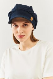 Lacivert Kadın 4 Mevsim Pamuklu, Ultra Yumuşak Hafif, Terletmez, Tarz, Trend Kasket Vizyerli Penye Şapka - 3